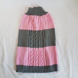 NEW Pet Spirit Dog Turtleneck Sweater MEDIUM Pink Gray Pullover Cable Knit SOFT